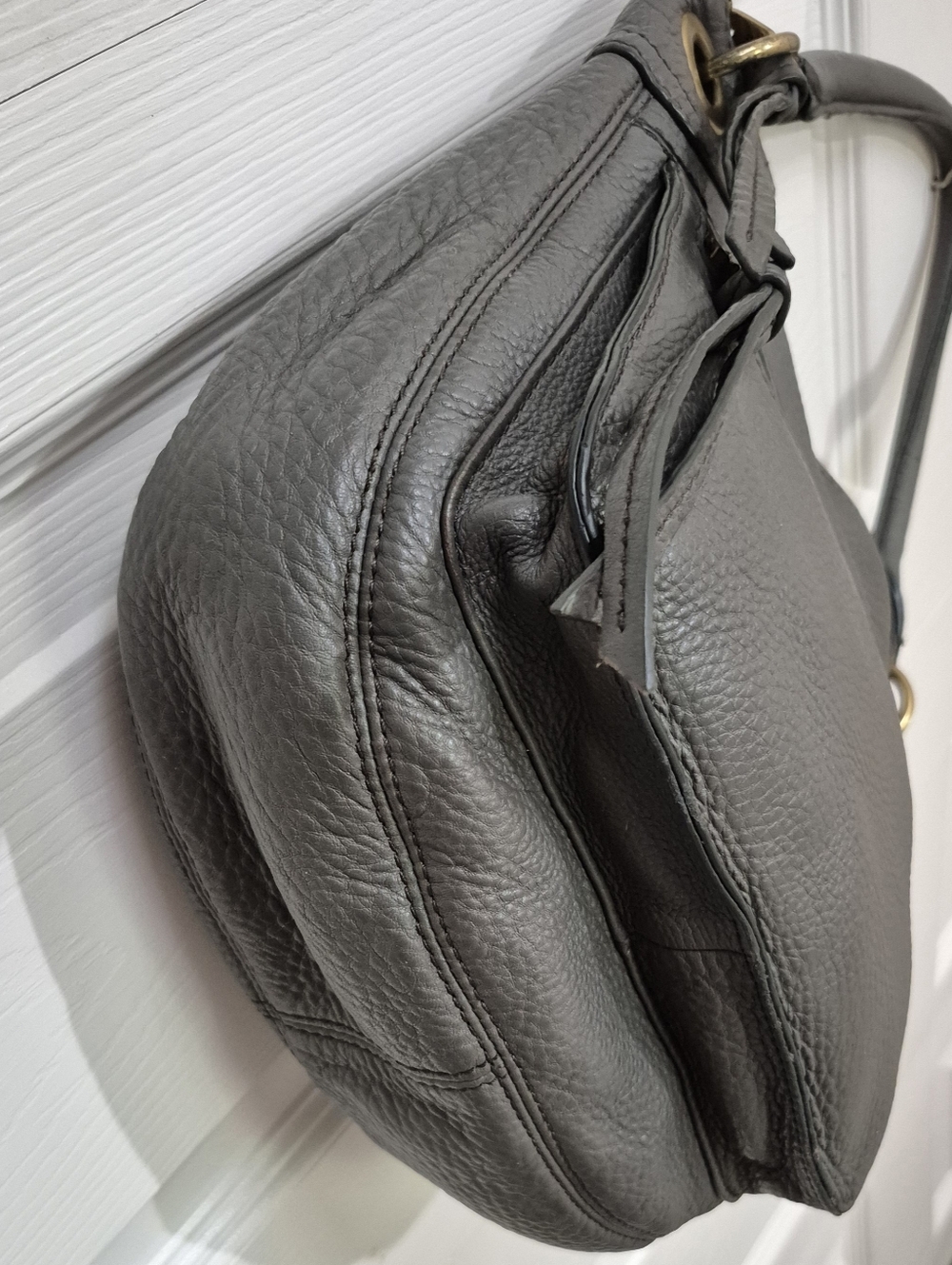 Fossil vintage gray leather shoulder hobo bag - Picture 5 of 16